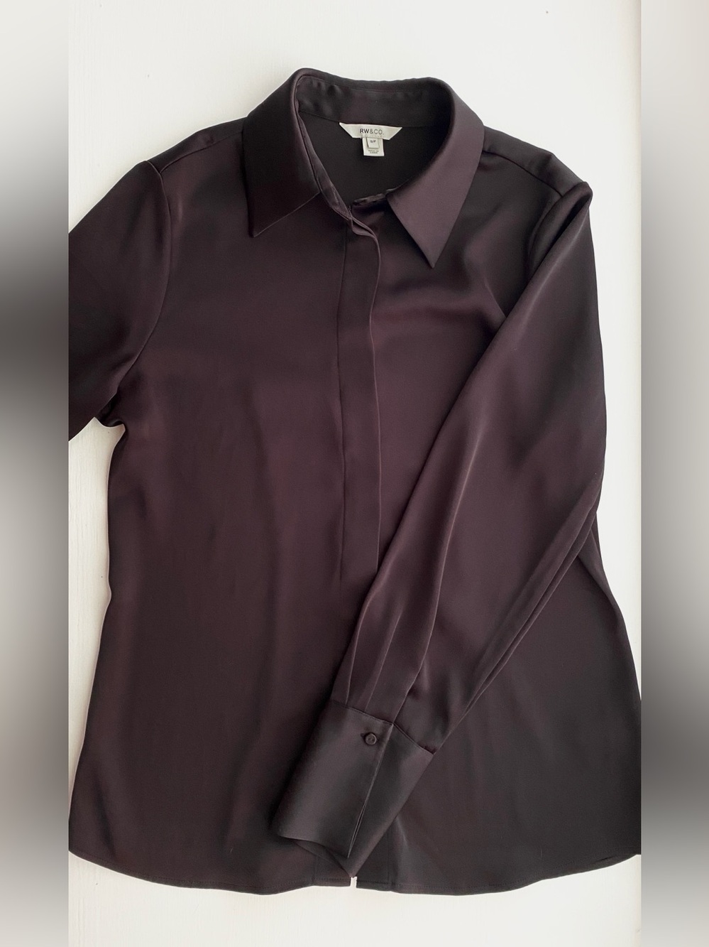 *LIKE NEW* RW&CO. Black Button-Up Silk Blouse